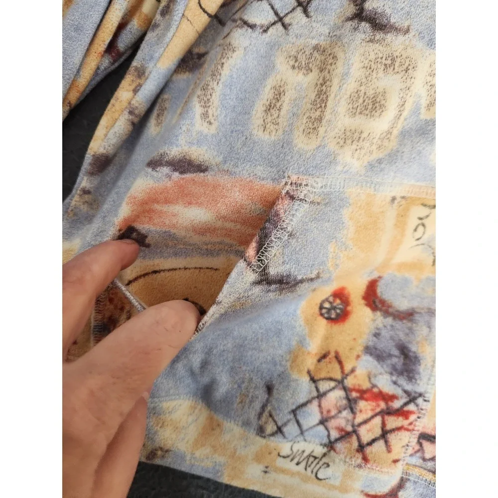 Chico's‎ Jacket Oversized 100% Cotton Primitive Print Zippered Women's Sz 3 (XL)